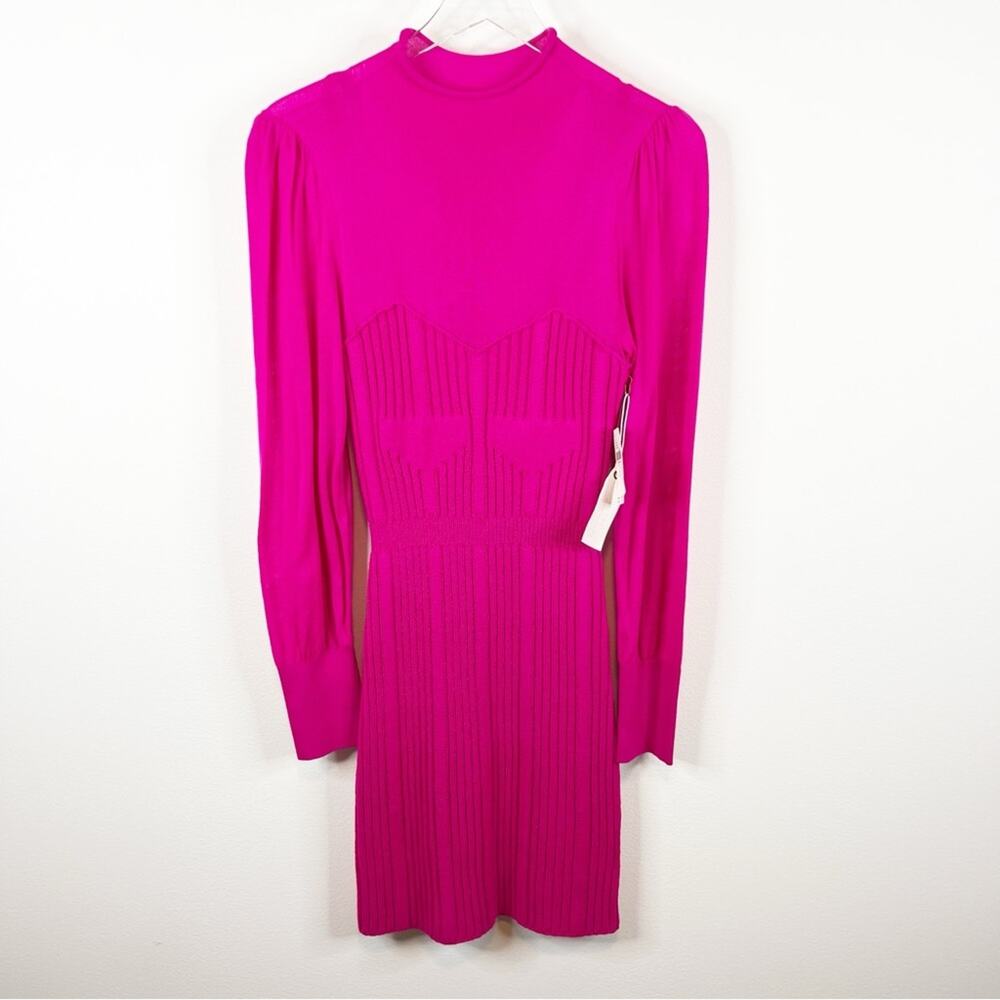 NWT Anthropologie‎ Bodycon Turtleneck Mini Length Sweater Dress M Pink - Picture 2 of 7